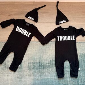 Twin Double Trouble Matching Onesies